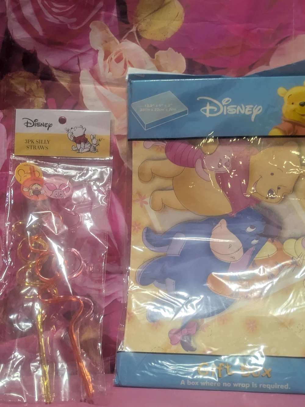 Disney Pink Winnie the Pooh Party Set with Pink Metallic Straws